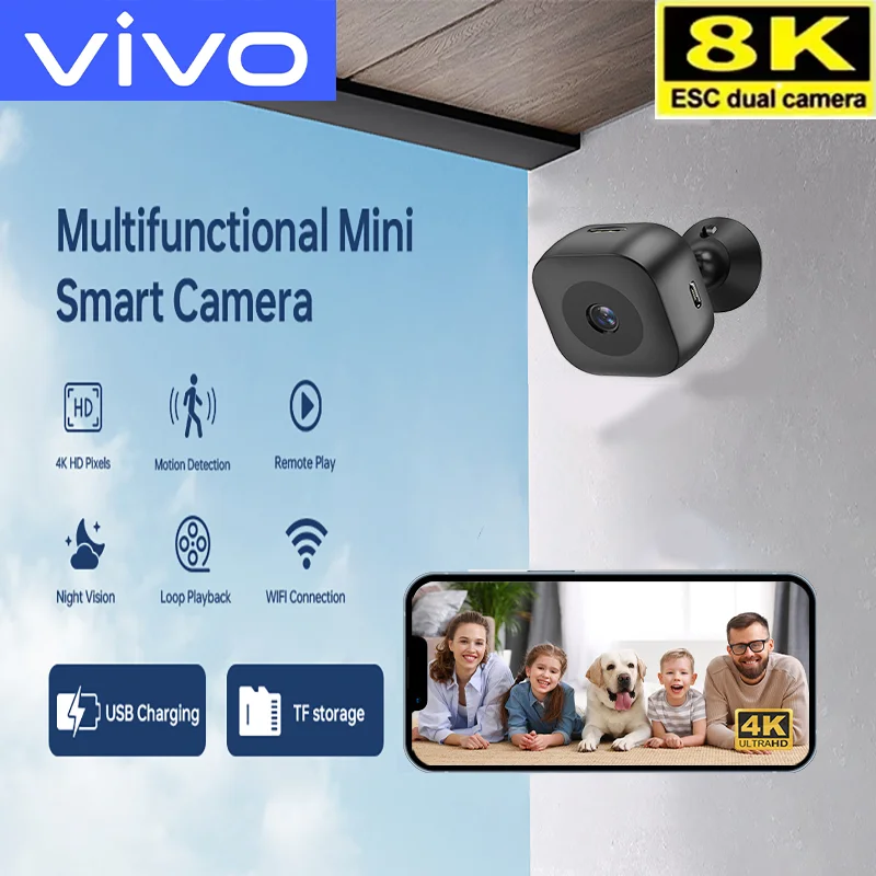 

VIVO 8K Mini Camera Portable Mobile Detection Camcorder Smart Home Surveillance Security Remote Monitoring Camera