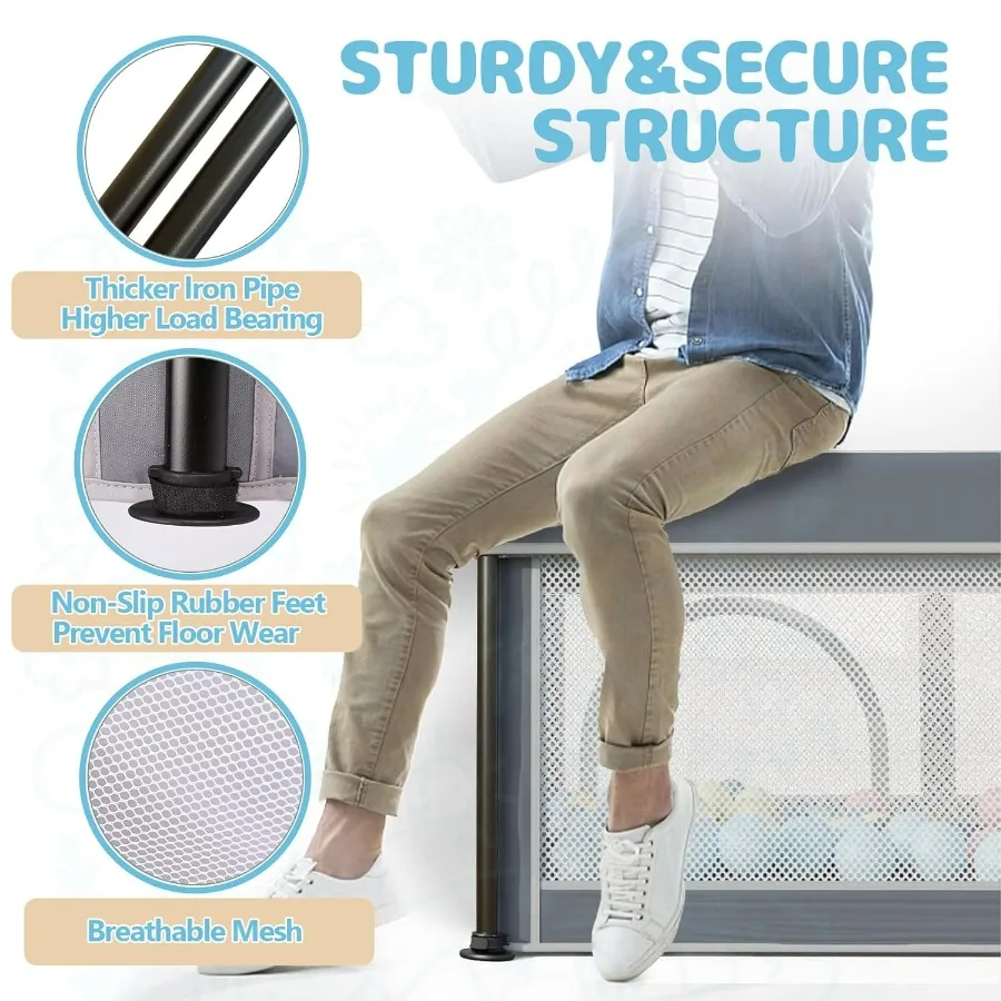 Box per bambini pieghevole con tappetino 50×71 per uso interno ed esterno Cortile da gioco di sicurezza portatile con 50 palline oceaniche Compatto e facile