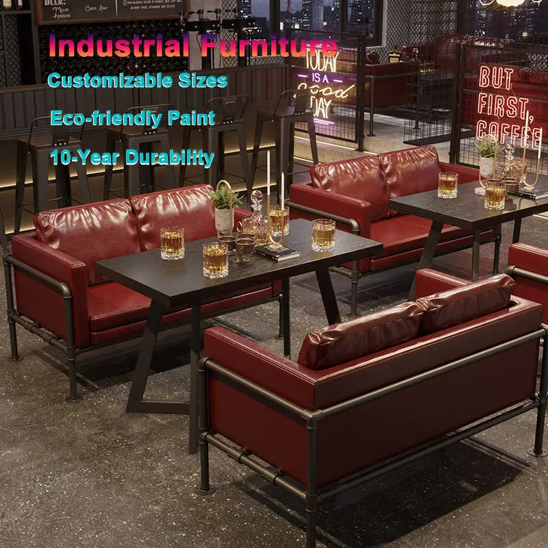 Industrial light luxury commercial restaurant Sofa box 4-seat metal combination Durable and environmentally friendly hotel