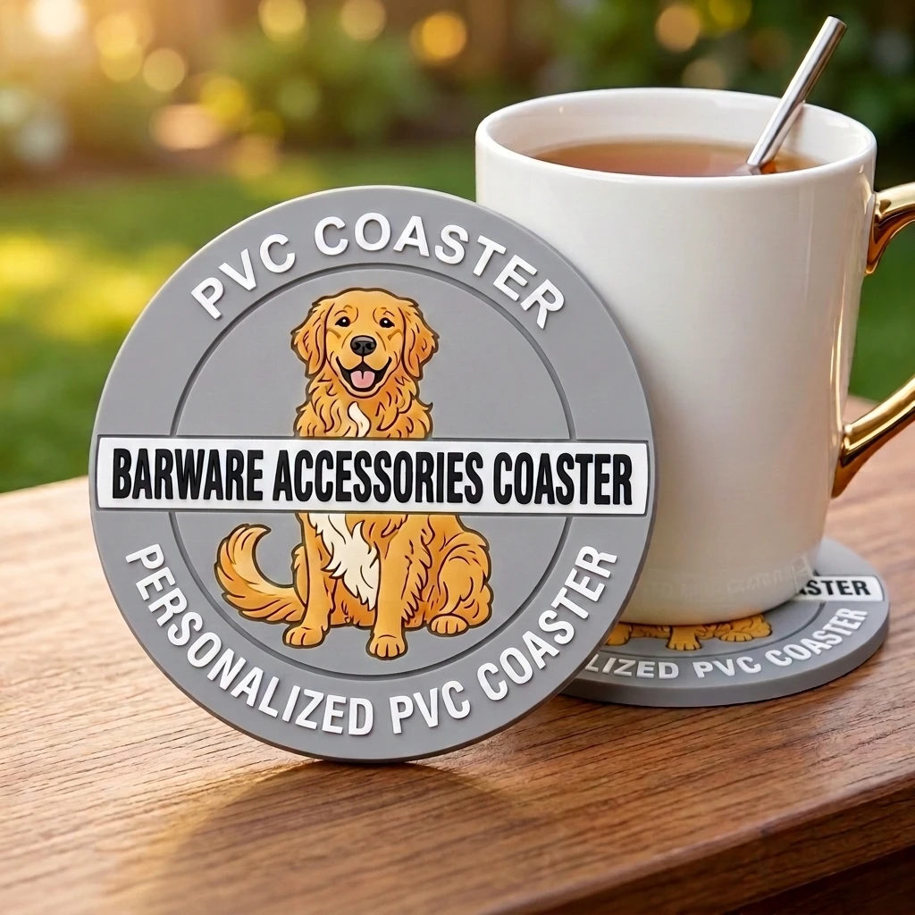 Custom Logo Round PVC Cup Coaster Anti‑Slip Heat Resistant Drink Coaster Table Protection Home Decor Gift