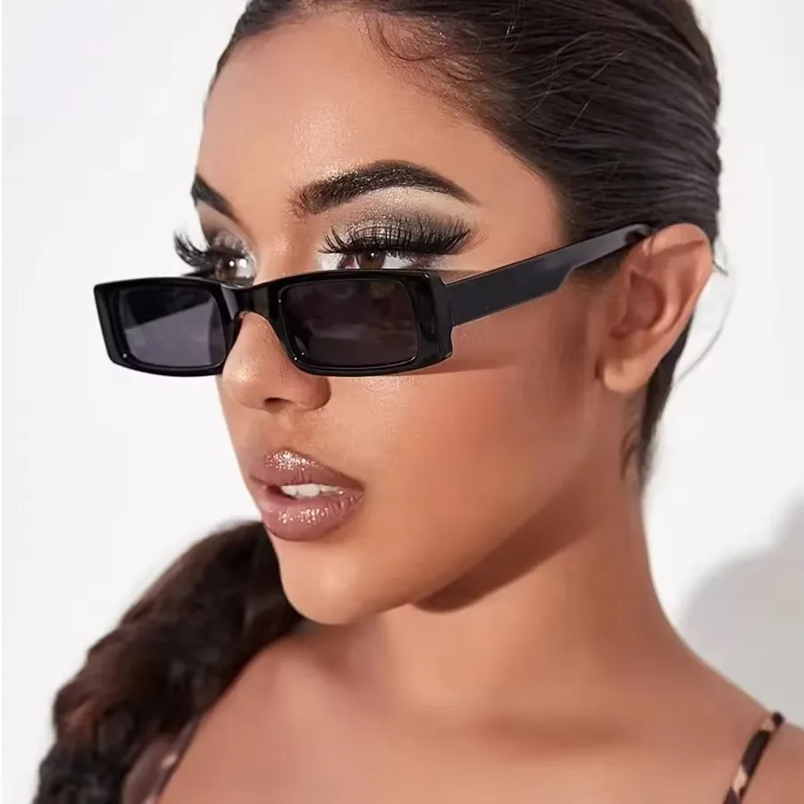 

Small Rectangle Sunglasses Women Fashion Square Narrow Frame Vintage Brand Sun Glasses Men Shades Retro Black Oculos