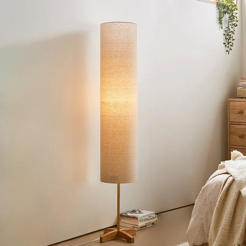 

Wabi Sabi Long Strip Fabric LED Floor Lamp Minimalist Wooden Vertical Luminaria Living Room Bedroom Study Atmosphere Stand Light