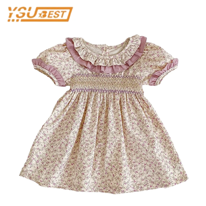 Vestido bordado de manga corta para niñas, vestidos de rejilla para niñas de 2 a 6 años, Verano