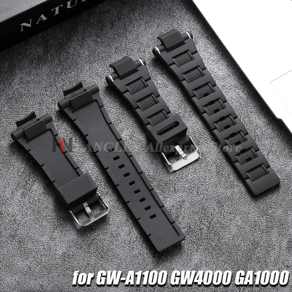 Für Casio für GW-A1100 GW4000 GA1000 Ersatz-Uhrenarmband aus Harz, weiches Silikonarmband für Herren, Sport, wasserdichtes Armband, 15 mm