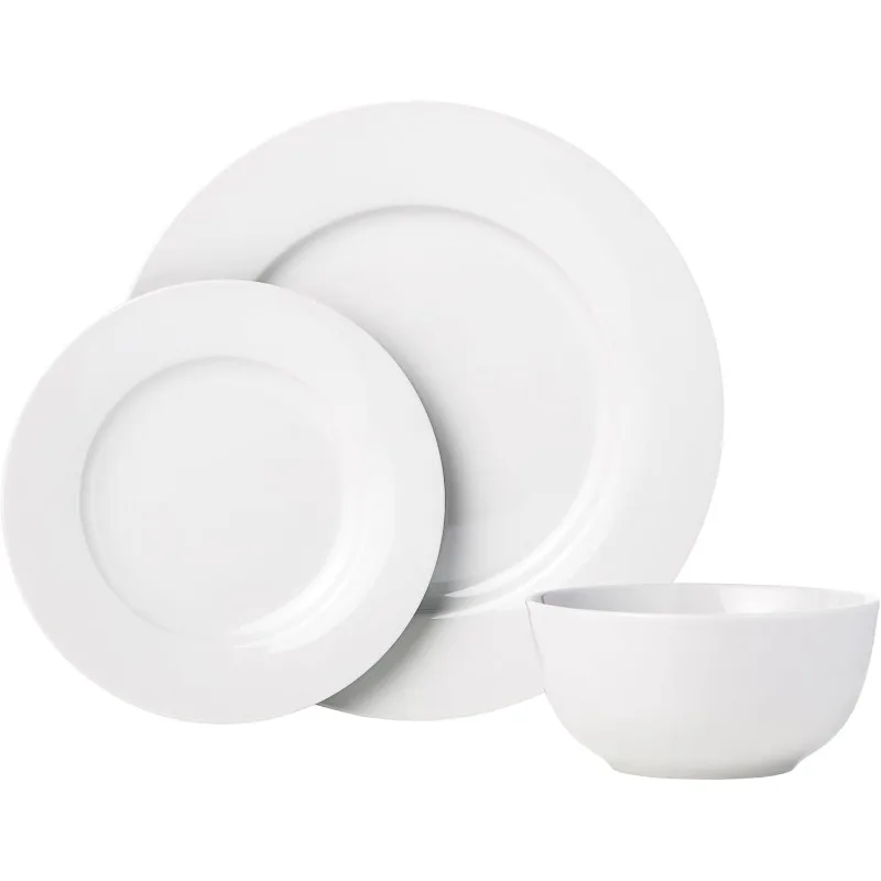 18-Piece White Dinnerware Set, Plates, Bowls, Service for 6