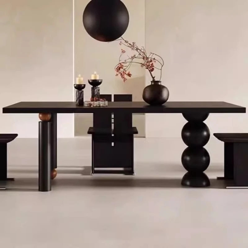 

Modern style designer desk log retro dining table round creative personality workbench minimalist