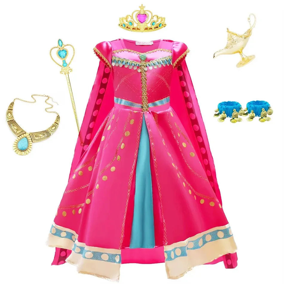 Disfraz de Jasmine Girls Aladino, vestido de princesa de Halloween, fiesta de cumpleaños para niños, Cosplay árabe de Navidad 4 5 6 7 8 9 10 años