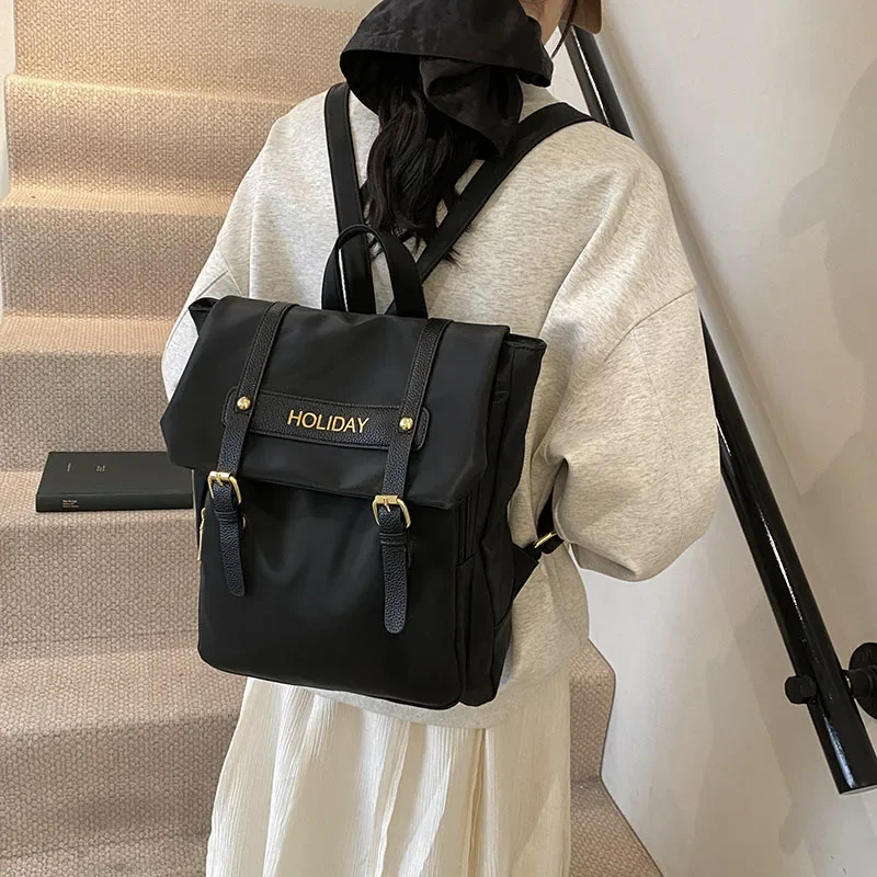 

Female Teens Students' Backpack Shoulder Bag Korean Style Contrast Color Handbag Stylish Nylon Korean Crossbody Shopping Bags
