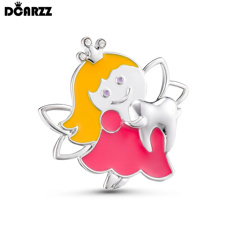 DCARZZ Dental Tooth Elf Enamel Pin Medical Oral Care Brooch Lapel Hat Scarf Dentist Badge Decoration Jewelry for Women Girls