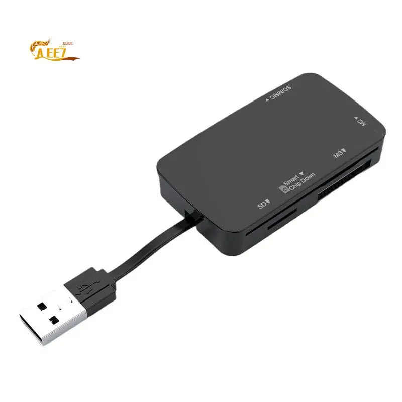 AEE7-6 In 1 USB 2.0 Card Reader 480Mbps Speed Memory Card Reader/Adapter/Hub 480Mbps Support Smart Card TF MS M2 SD/MMC