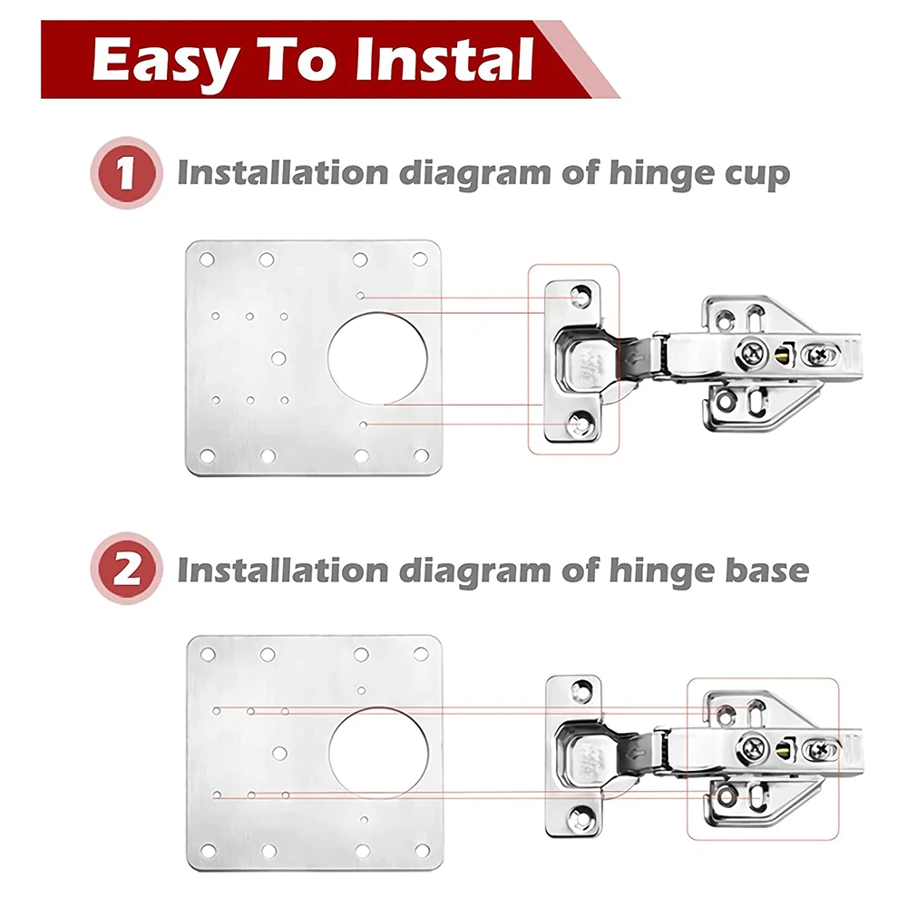 

6 Pcs Cabinet Hinge Repair Plate Kit With Screws, Stainless Steel Concealed Cupboard Door Hinge Repair Brackets-Hot