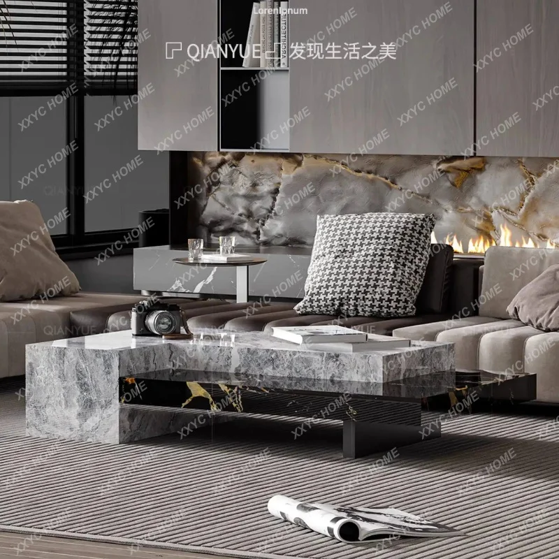 XXQianyue geometric coffee table modern simple living room household small apartment rectangular coffee table  minimalist