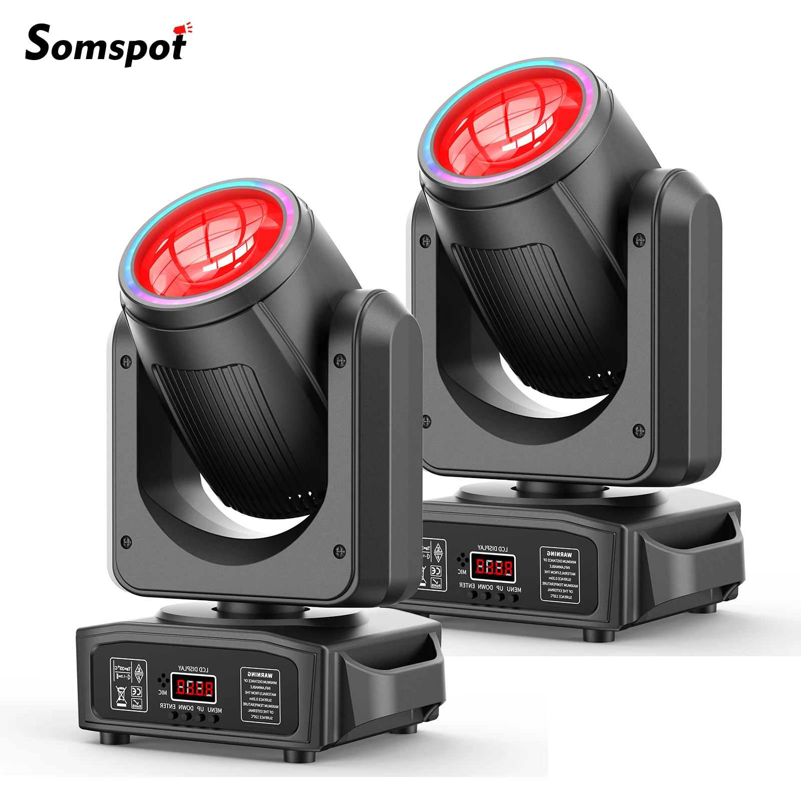 

Somspot 2 шт., 150 Вт, светодиодный светильник с подвижной головкой, RGB-эффект, сценическое освещение, проектор для вечеринки, концертного театра, живого шоу, бара, клуба