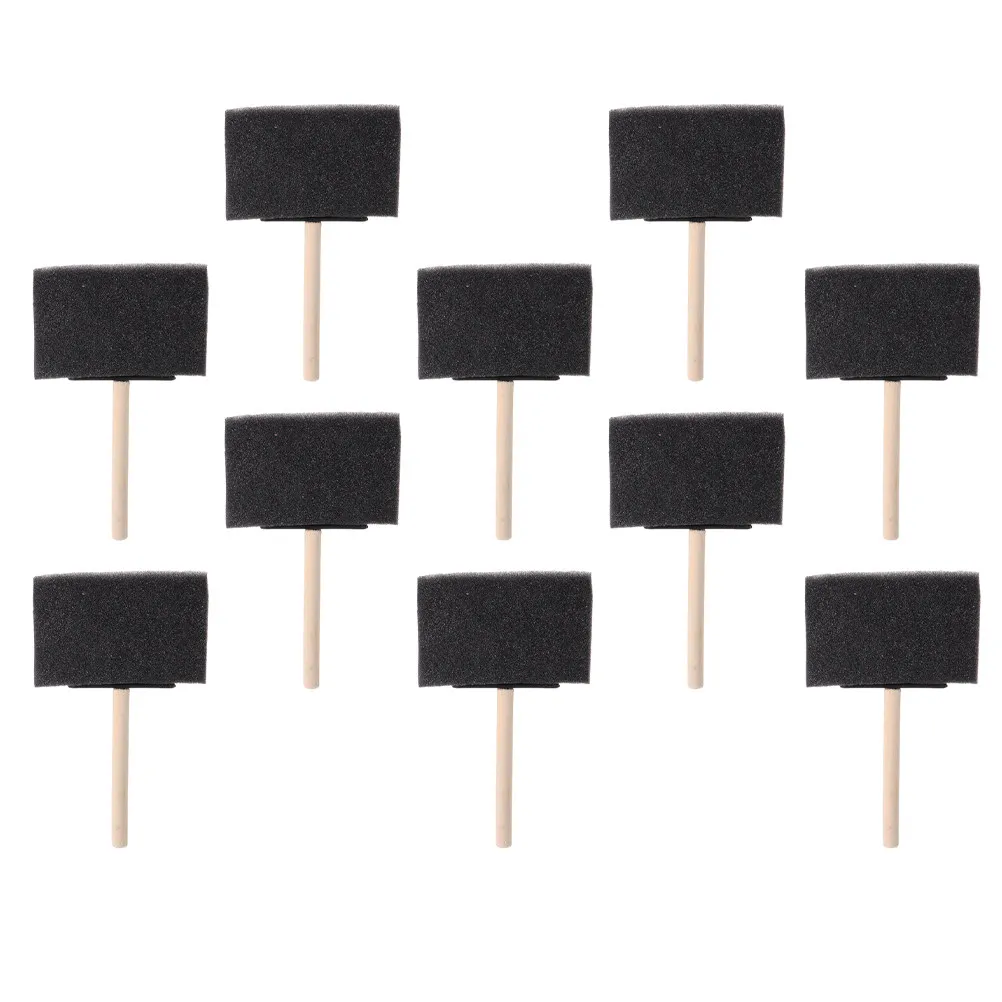 10Pcs Wood Handle Sponge Painting Brush Set High Density Absorbent Bevel Tipped for Staining Varnish Crafts Art Projects
