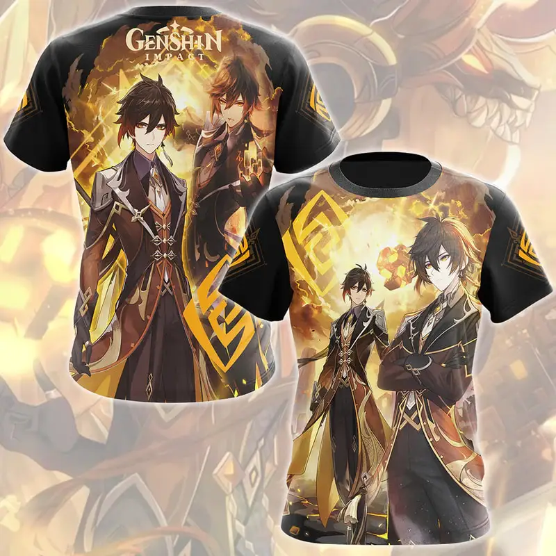 Genshin Impact Raiden Shogun, videojuego, estampado 3D, cuello redondo, Tops para niños, moda Harajuku Y2k, ropa Unisex