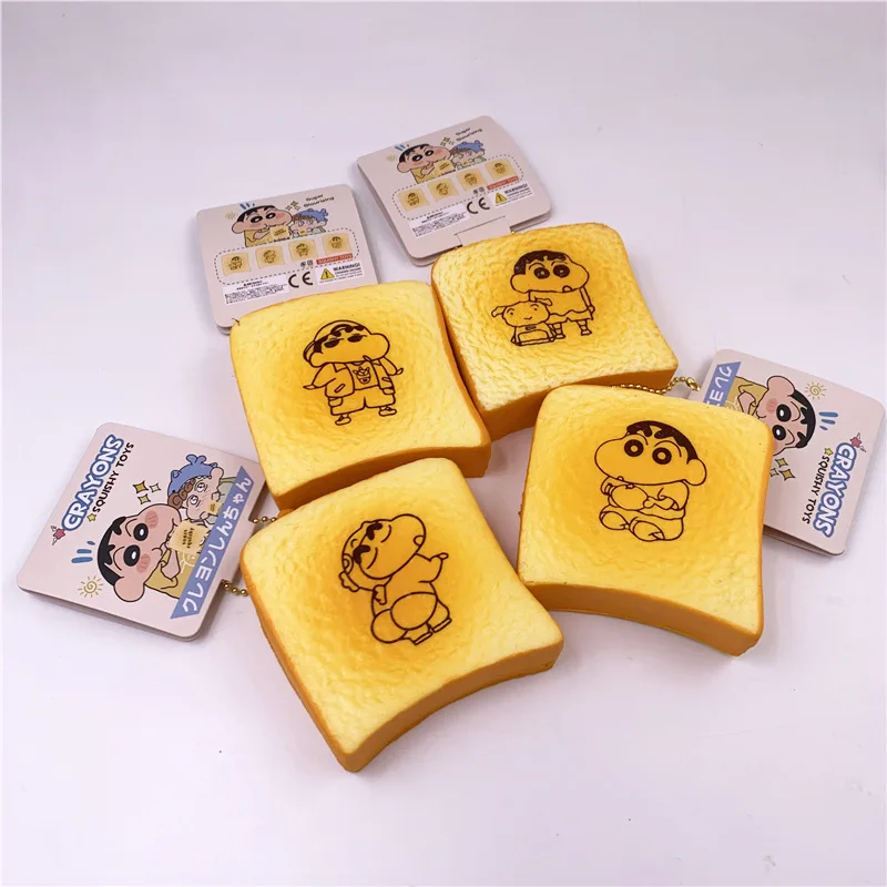 슈퍼 소프트 카와이 크레용 신짱 토스트 조각 느린 리바운드 핀치 Squishy Unzipped 소프트 PU 시뮬레이션 빵 장난감 어린이 선물 새로운