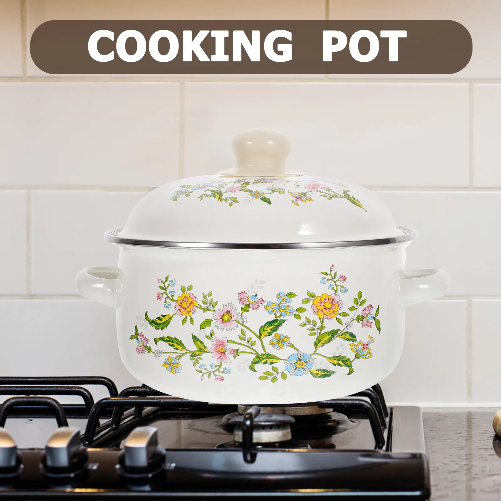 

3Pcs Small Enamel Cooking Pots Set Flat Bottom Soup Pans with Dual Handles for Stovetop Use Instant Noodles Porridge Sauces Heat