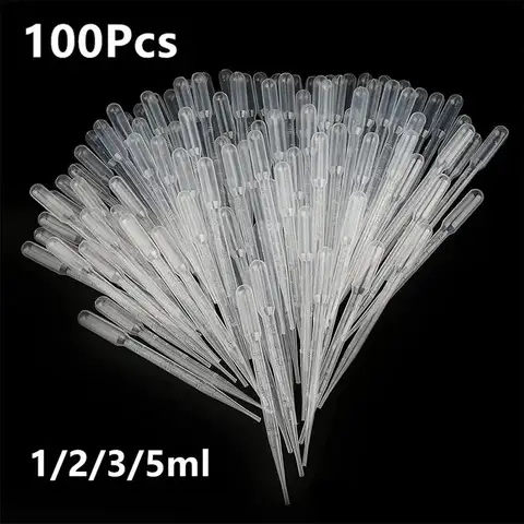 100 sztuk/partia pipeta laboratoryjna 1ml 2ml 3ml 5ml plastikowy jednorazowy pojemnik z podziałką zakraplacz do cieczy sprzęt słomka narzędzia do makijażu