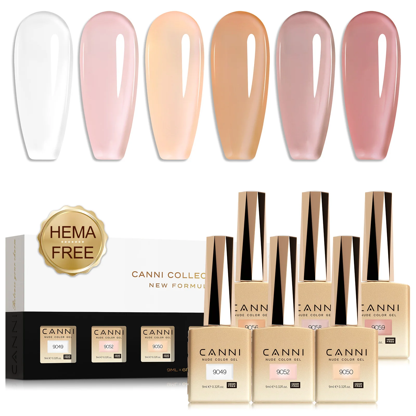 CANNI Color Rubber Base Quick Builder Nagelgel-Set HEMA FREE TPO FREE Jelly Nude 6 Stück 9 ml Gel UV LED Soak Off Gel Nail Art Gel – Detail 29
