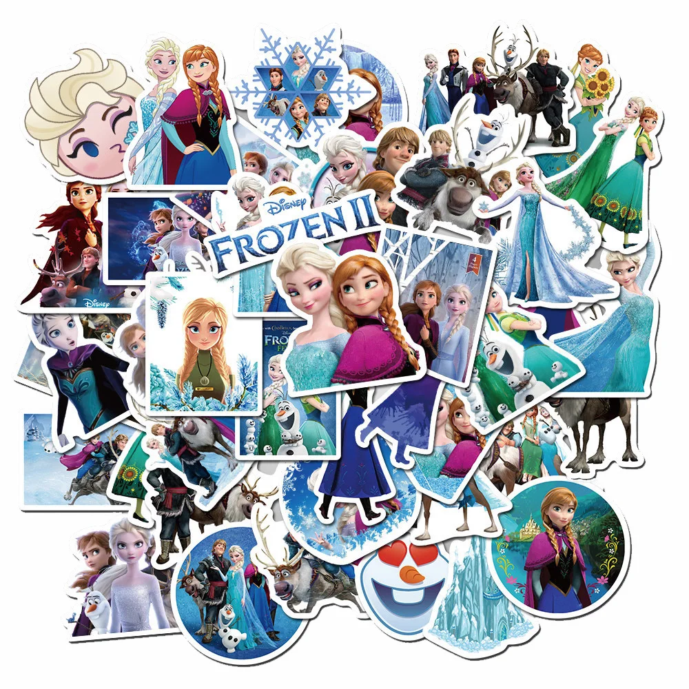 10/30/50pcs Disney Movie Frozen Princess Anime Cartoon Stickers for Laptop Bike Scrapbook Phone Waterproof Sticker Decal Kid Toy