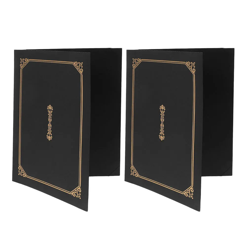 

2pcs A4 Diploma Holder Certificate Cover For Documents Sturdy Paper Elegant Design Graduation School Business Award Folder