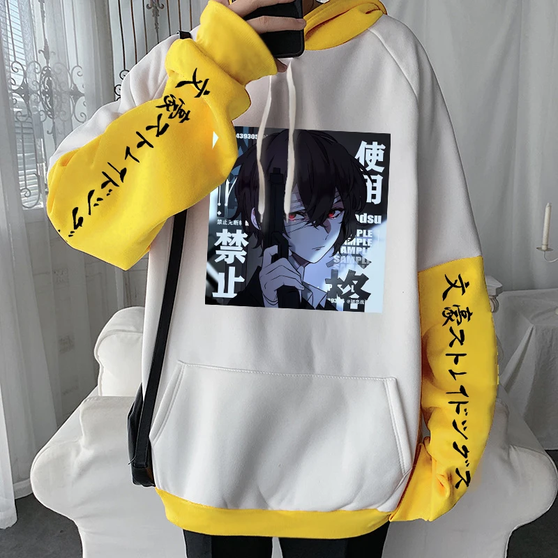 Japanese Anime Bungo Stray Dogs Hoodies Harajuku Aesthetic Bungou Stray Dogs Osamu Dazai Manga Men Winter Plus Size Sweatshirt