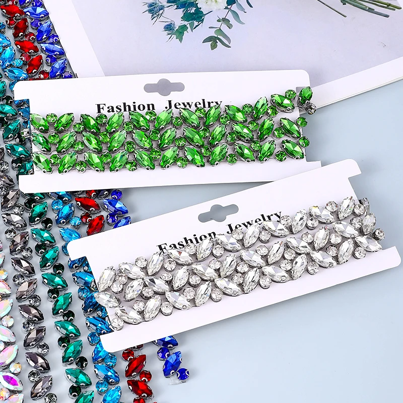 QIAO 1 Yard 8-Farben-Kristall-Strassband zum Aufbügeln für DIY-Reparaturen von Kleidern, Schuhen, Taschen und Accessoires, glänzende Strasssteine – Detail 3