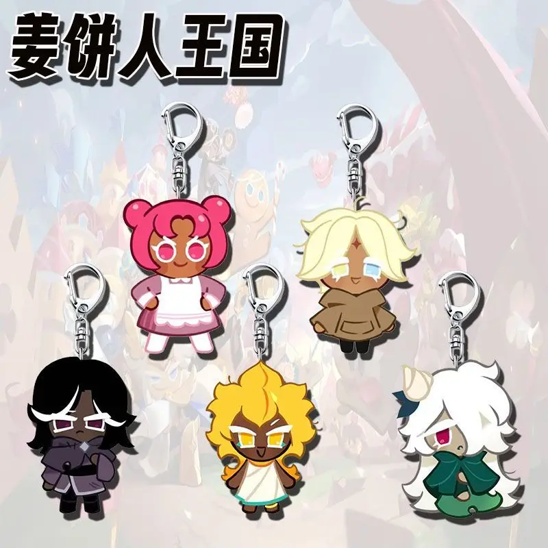 Cookie Run: Reino ‌   Llavero anime ‌ Llavero Brave Cookie para hombre y mujer, figura Kawaii de dibujos animados, llavero acrílico, colgante, regalo