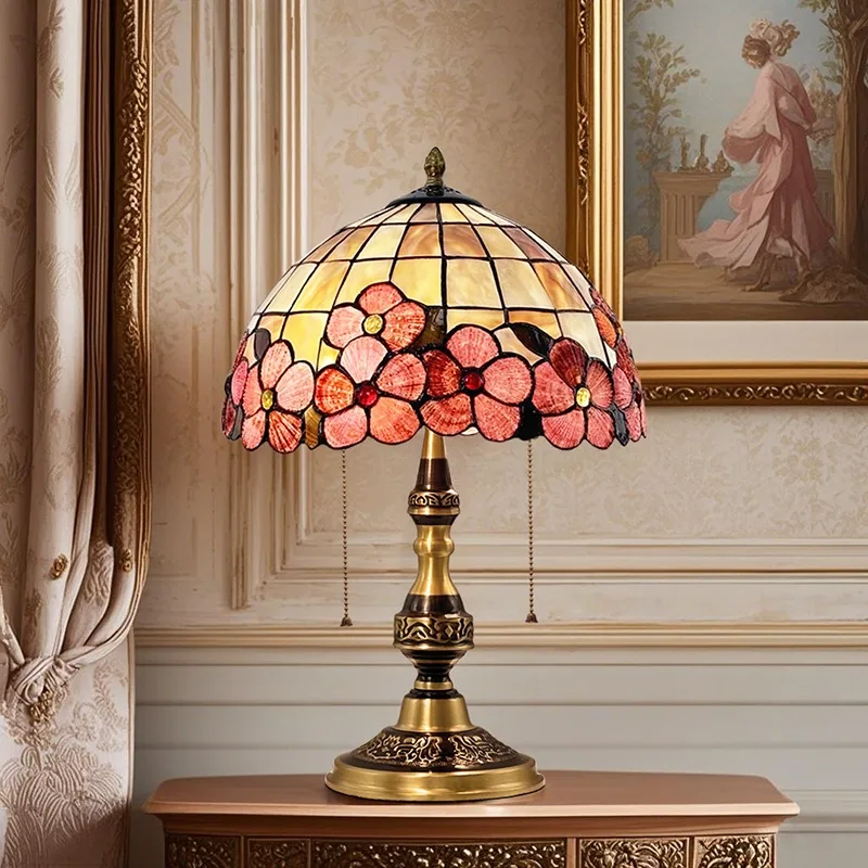 جميع مصابيح مكتبية على شكل قذيفة نحاسية لغرفة المعيشة، مصباح بجانب السرير لغرفة النوم الأمريكية الرجعية الأوروبية الرومانسية الدافئة لهدايا الزفاف وغرفة النوم #3