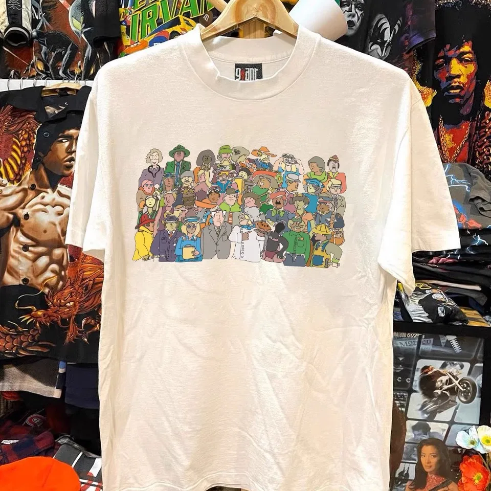 Heavyweight Pure Cotton 260g Small Chen Story Multi American Fun Couple Student Short Sleeve T-Shirt Spring Summer Team Photo