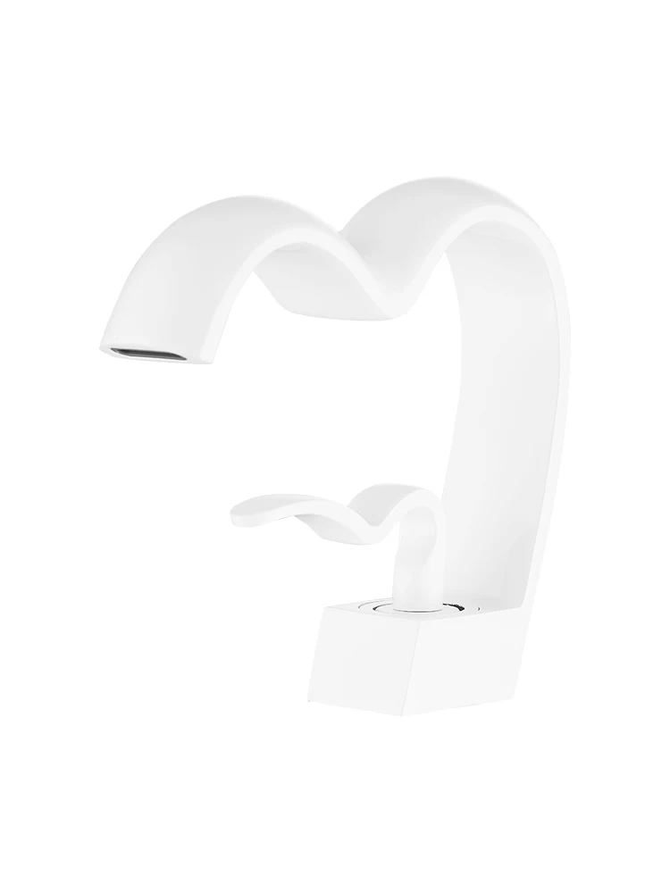 

Полностью медный смеситель для ванной комнаты, роскошный, индивидуальный, в форме сердца, горячий и холодный водопад, белый смеситель, защита от брызг