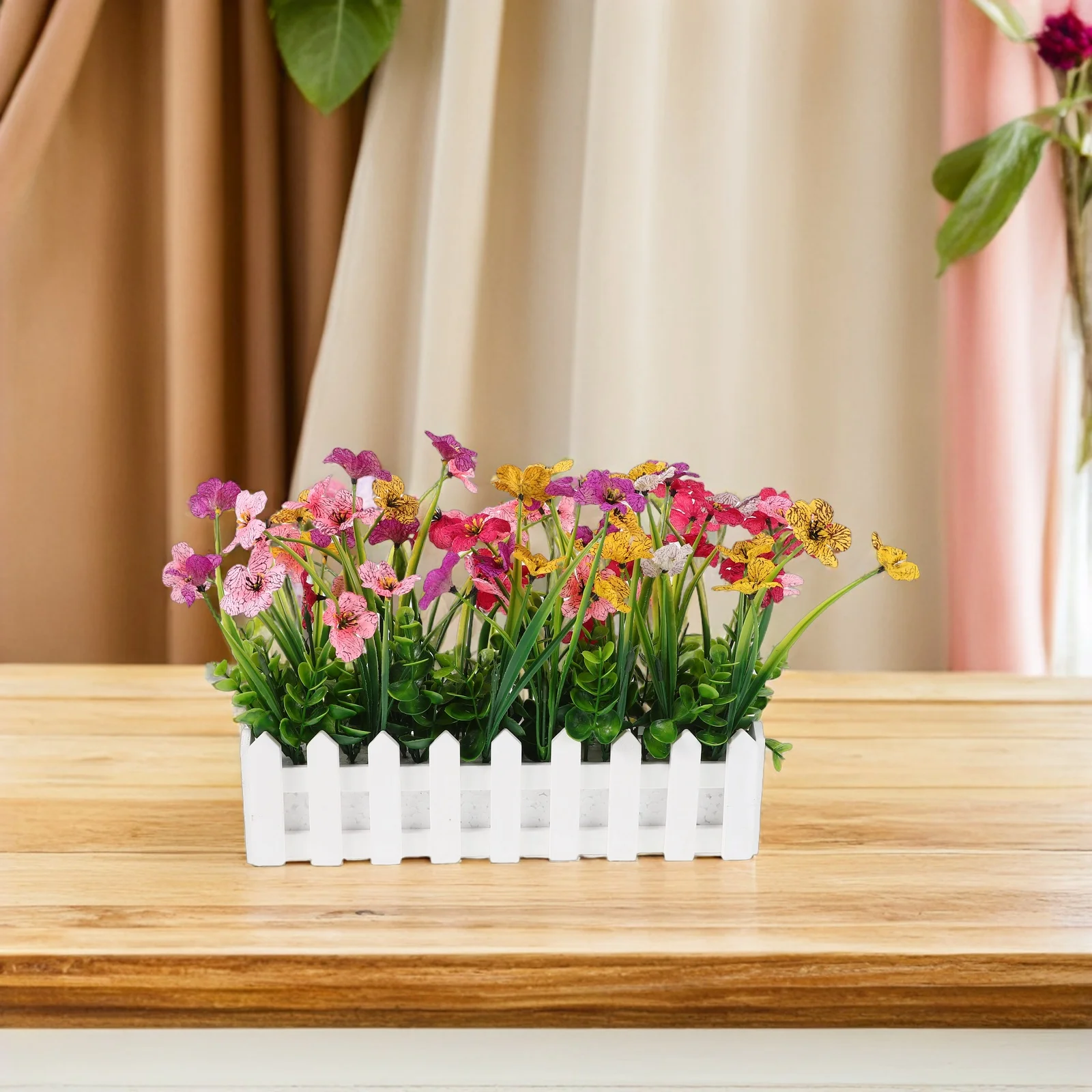 

Artificial Flowers Decoration Realistic Design Low Maintenance Fence Style Home Decor Faux Violets Indoor Outdoor Use Stable