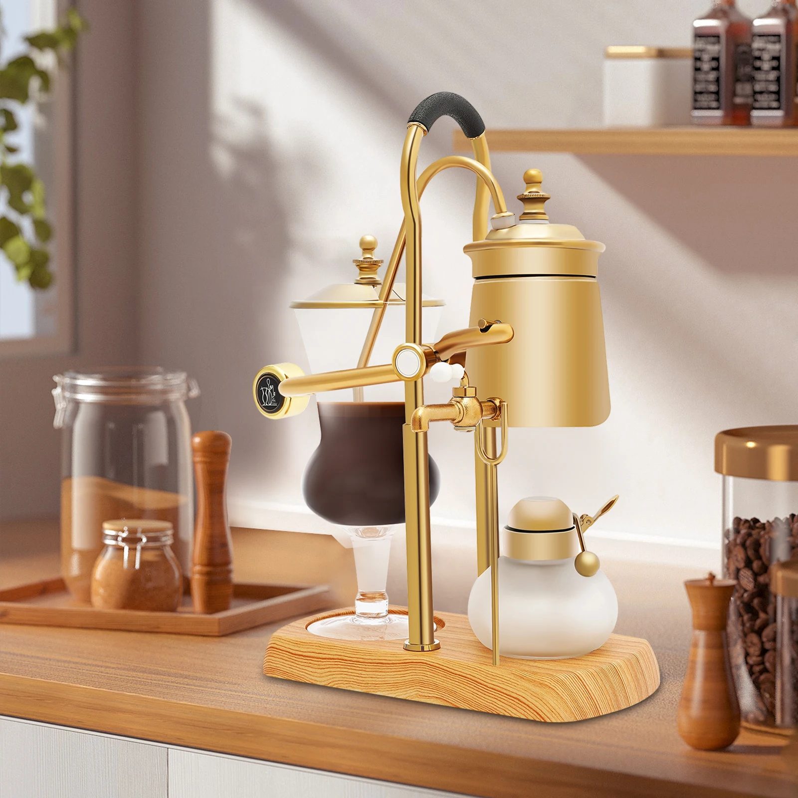 

Роскошный термостойкий прочный сифон для кофеварки королевского бельгийского баланса длиной 15 унций с Т-образной ручкой, классическое золото для ежедневного пивоварения