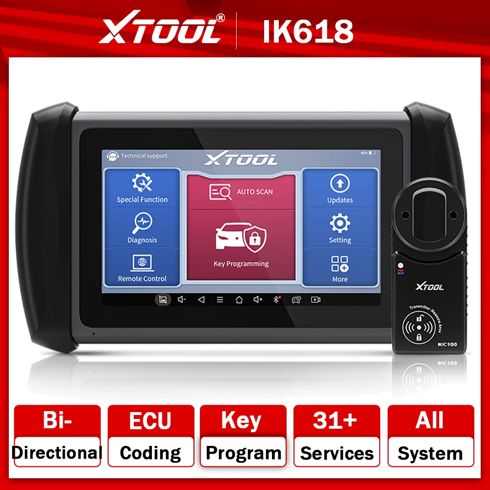 XTOOL InPlus IK618 Auto IMMO Key Programming with KC100 X100PAD3 Car OBD2 Diagnostic Bi Directional Scan Tool ECU Coding CANFD