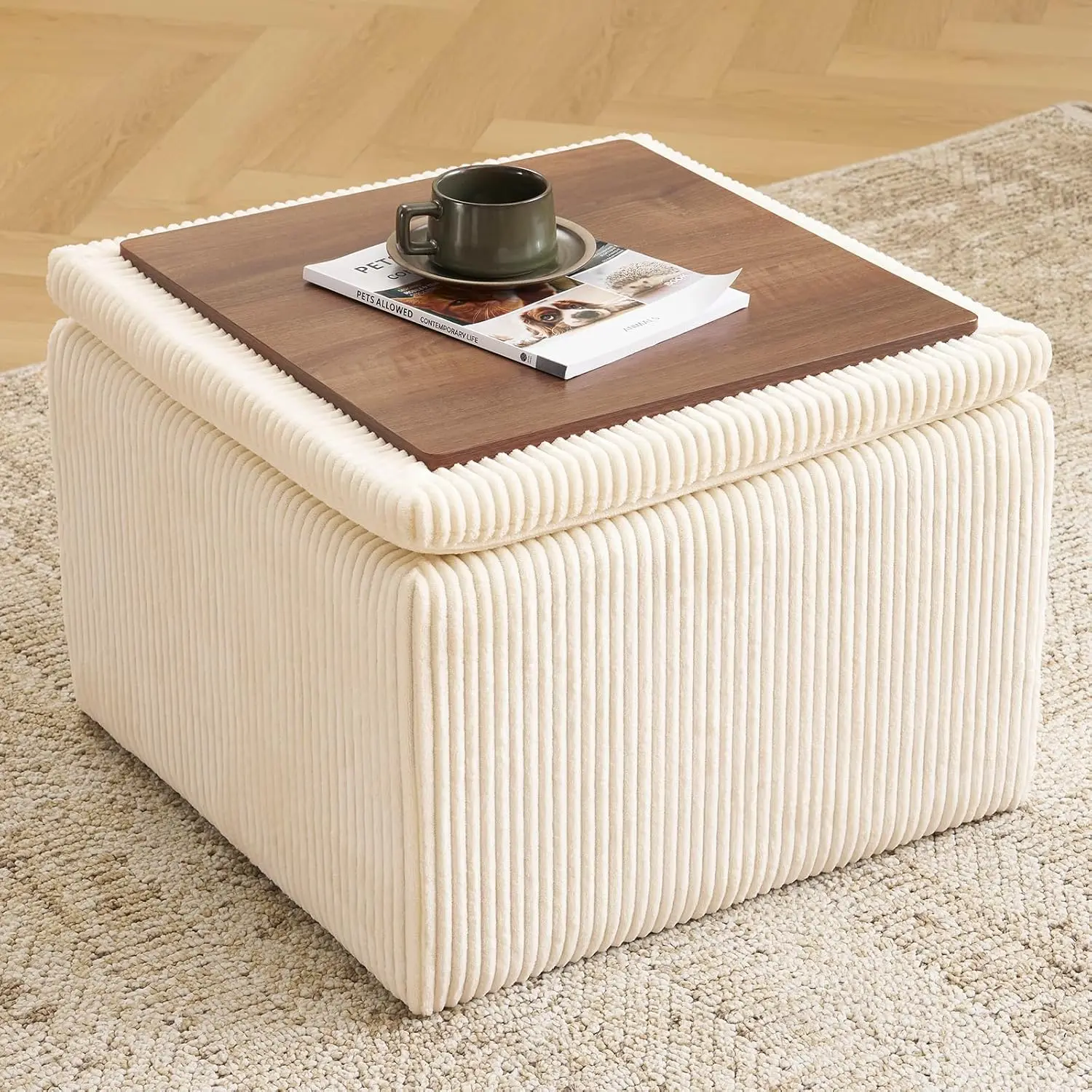 

Cube Storage Ottoman, Ottoman Footstool with Removable Lid, Chenille Ottoman Foot Stools, Storage Ottoman for, Customized