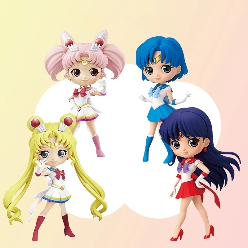 New Genuine Bandai Sailor Moon Model Qposket Toys Super Kaiou Michiru Moon Anime Action Figures Model Assembly Girls Toys Gifts