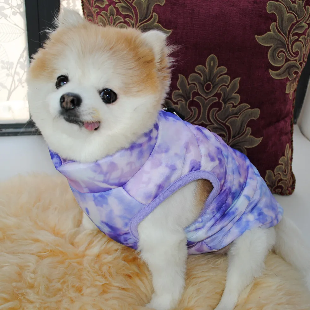 Windproof Warm Padded Pet Dog Cat Vest with Leash Ring, Comfortable Winter Coat for Shiba Inu Dachshund