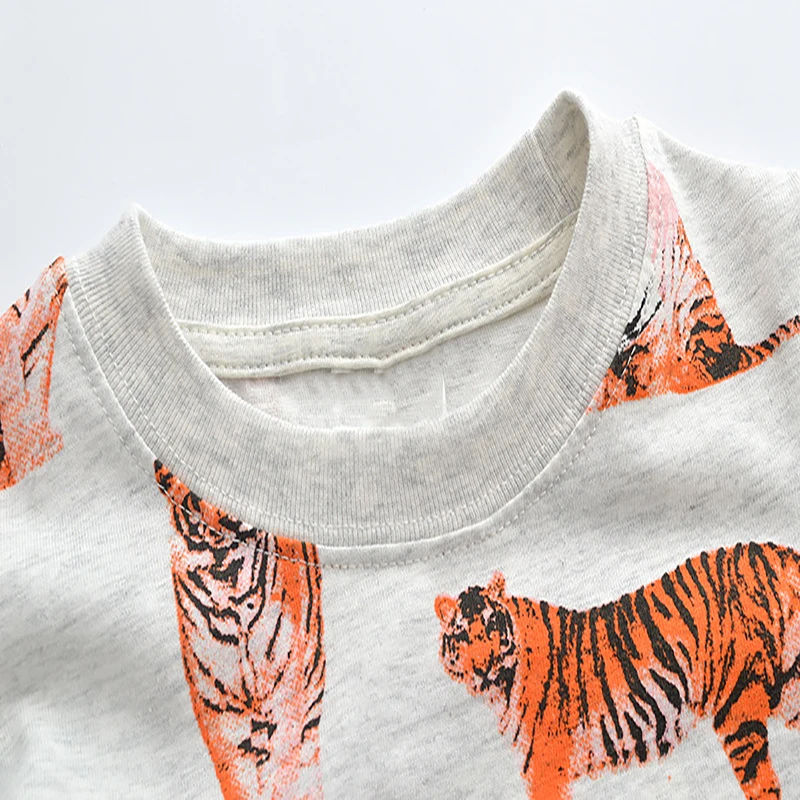 Little maven Top Clothes Child Boy Summer Kids Tees Shirts Cotton Cartoon Tiger Children\'s Clothing Cotton 2-7 Years