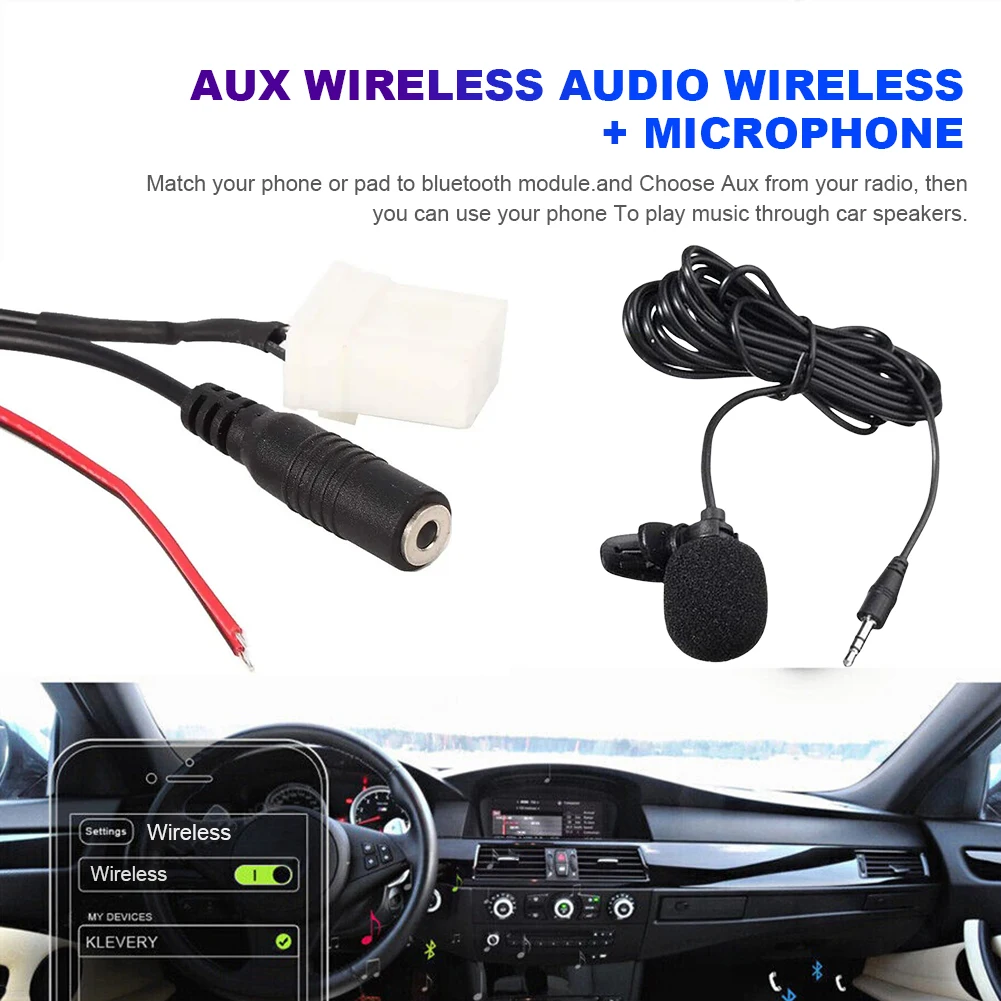 Car Bluetooth-Compatible AUX Adapter Bluetooth-Compatible with Microphone Wireless Radio Stereo Adapter for Mazda MX5