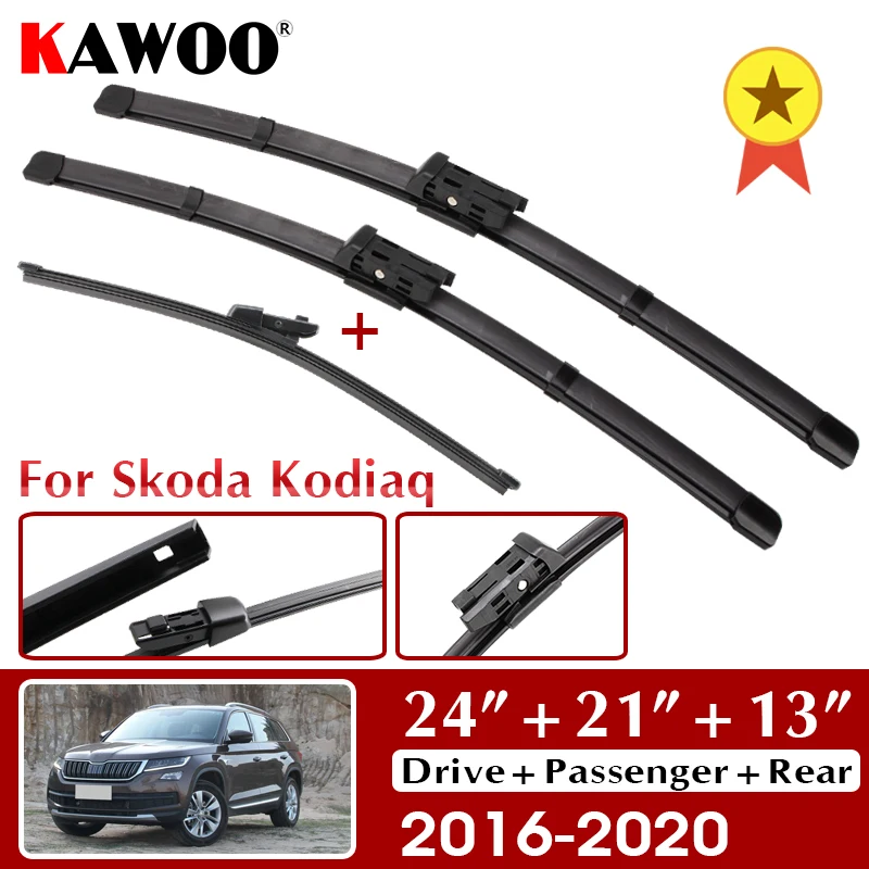 

KAWOO Wiper Front Rear Wiper Blades Set For Skoda Kodiaq 2016 2017 2018 2019 2020 Windscreen Rubber Refill 24"+21"+13"