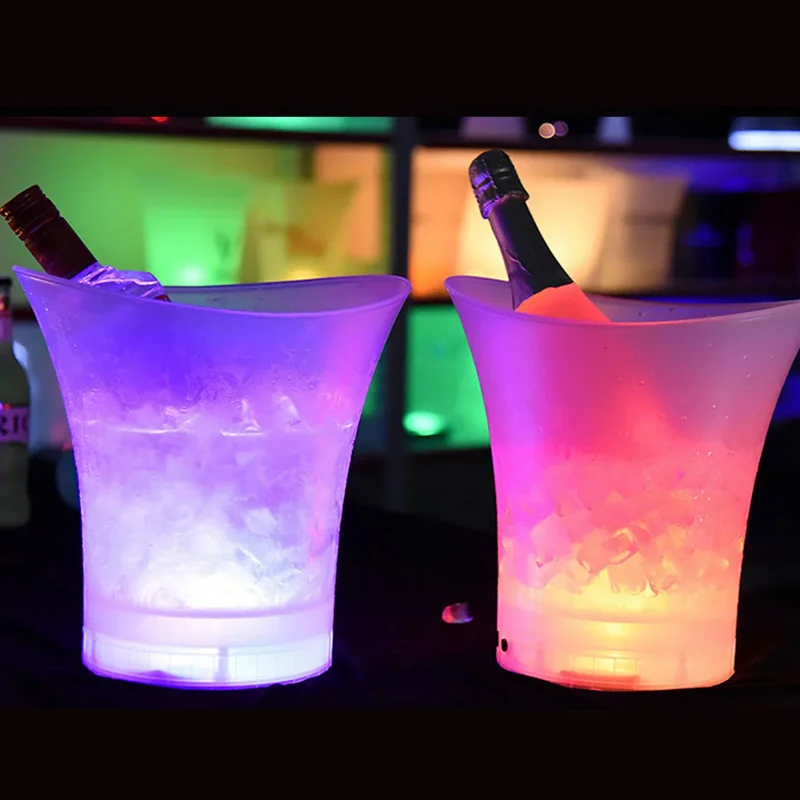 

LED Champagne Sparkling Ice Bucket 5L Color Changing Waterproof Ice Bucket Bar Lighting Champagne Whiskey Beer Set Party Decorat