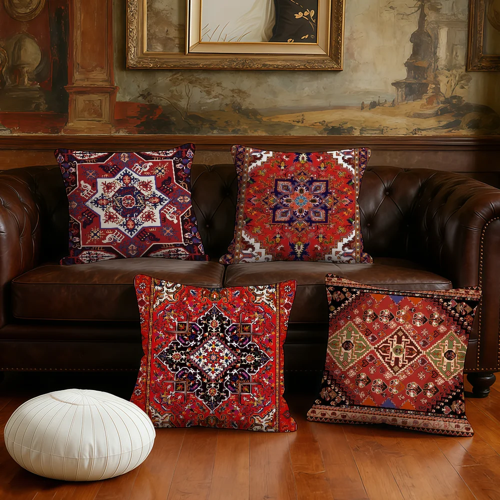 cushion cover Plush Fabric Aztec Soft Double Sided Print Sofa Cushion Cover Throw Pillow B-bohemian Fashion Covers
