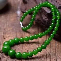 Natural Green Jade Beaded Necklace Women Healing Gemstone Fine Jewelry Myanmar Grade A Jadeite Burma Jade Round Bead Necklaces