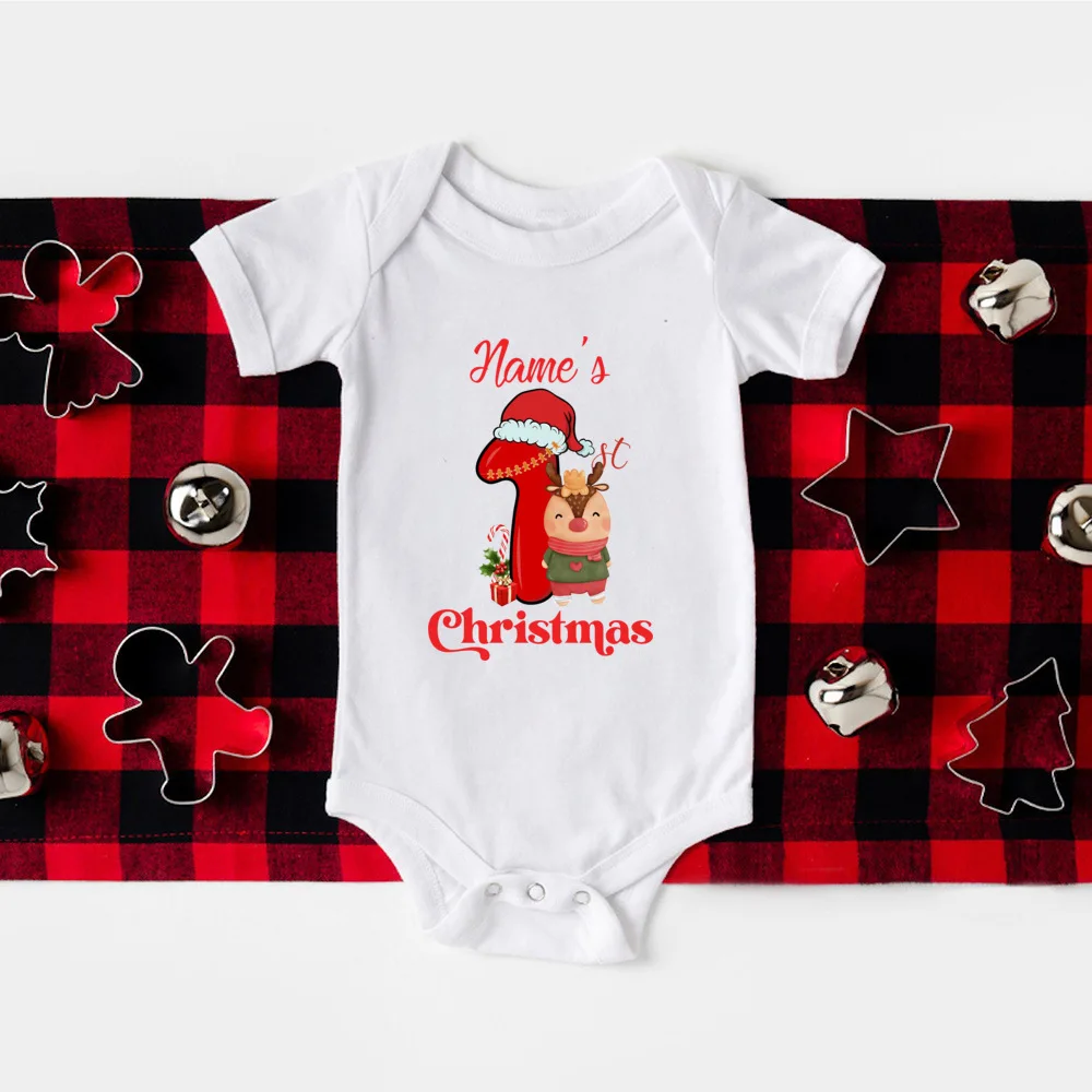 Personalised Baby 1st Christmas Bodysuit Babies 1st Xmas Gift Custom Baby Name First Xmas Romper Clothing Holiday Gift