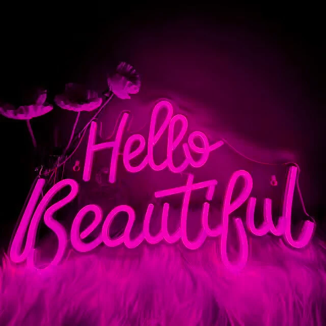 Ineonlife Neon Sign Light hello beautiful Atmosphere Wedding USB Powered Acrylic LED Wall Bar Party Decor Beautiful Room Gift