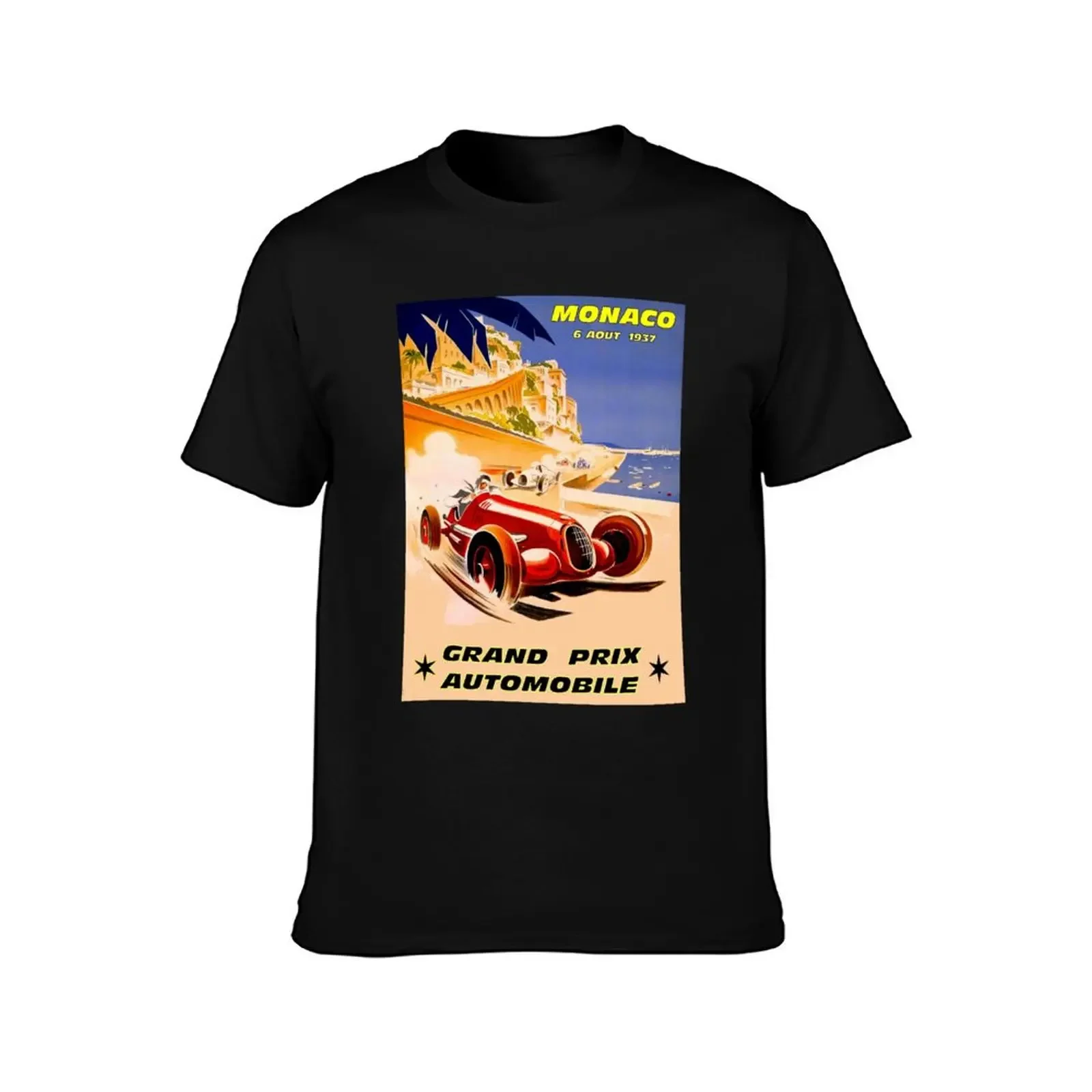 MONACO; Vintage 1937 Grand Prix Auto Racing Print T-Shirt oversized customs design your own sweat shirts, men