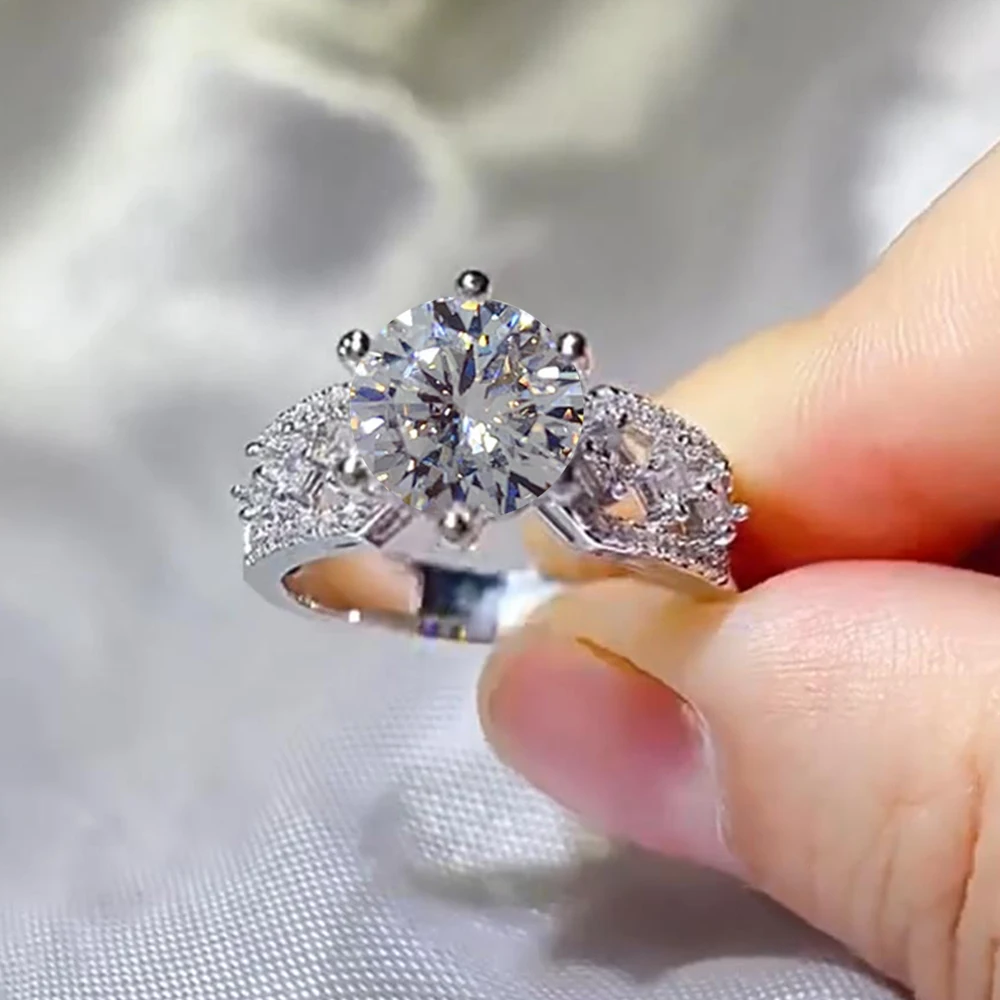 

Кольца Serenity 3ct D с муассанитом для женщин, подарок, твердое серебро 925 пробы, сверкающие лабораторные обручальные кольца с бриллиантами, покрытые 18 К, оптовая продажа ювелирных изделий