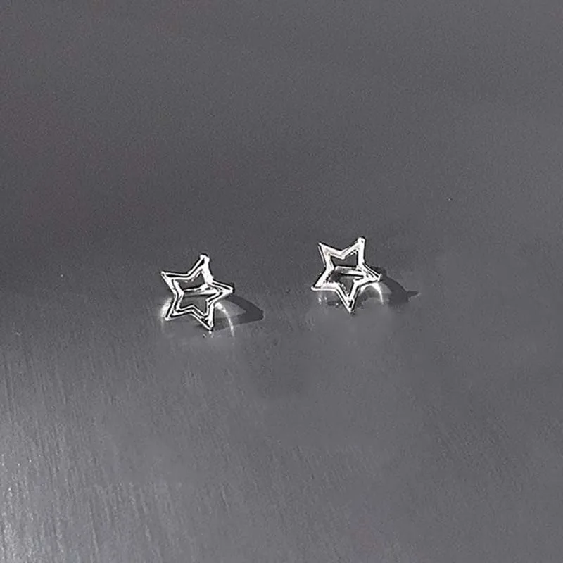 Hohle fünfeckige Ohrstecker im Y2K-Stil für Frauen, personalisierbar, Stern-Asterismus, runde Ohrschnalle, Metall-Accessoires, Modeschmuck – Detail 10