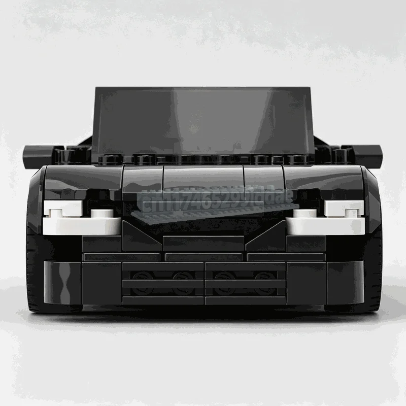 208PCS Black Compact Sports Car Building Blocks Coupe Vehicle Model DIY Assembly Brick Creative Collection Display Festival Gift