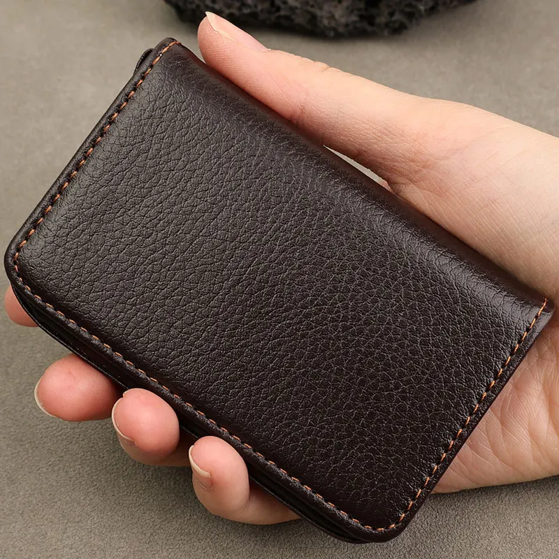 حامل بطاقات عالي الجودة من جلد البولي يوريثان مخيط الحجم لزيارة بطاقات العمل مع غلق مغناطيسي للرجال والنساء #3